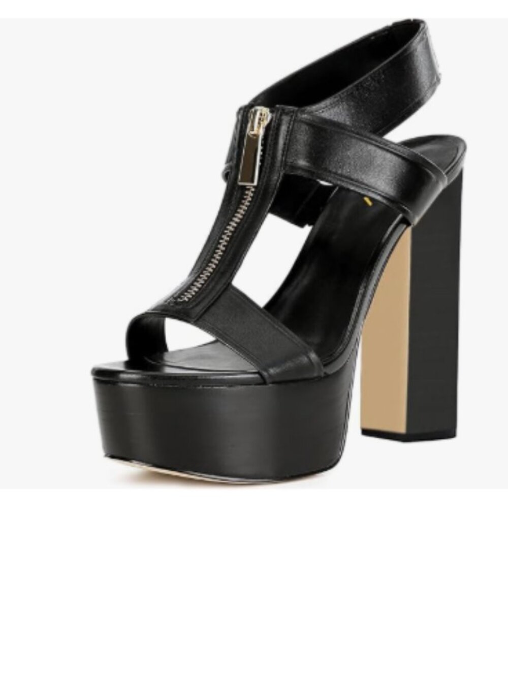 YDN Black Platform Zippers Sandals Open Toe Stacked High Heels Ankle Wrap Shoes